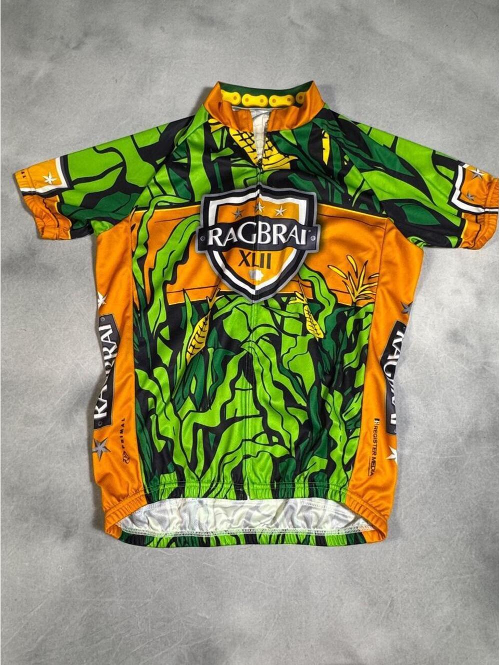 2014 RAGBRAI XLII Primal Cycling Jersey Iowa Cornfield Full Zip